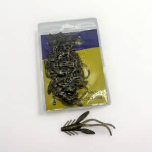 Vue de dessus d'un leurre souple SUPER NYMPHES couleur gold avec son emballage de 10 pièces.